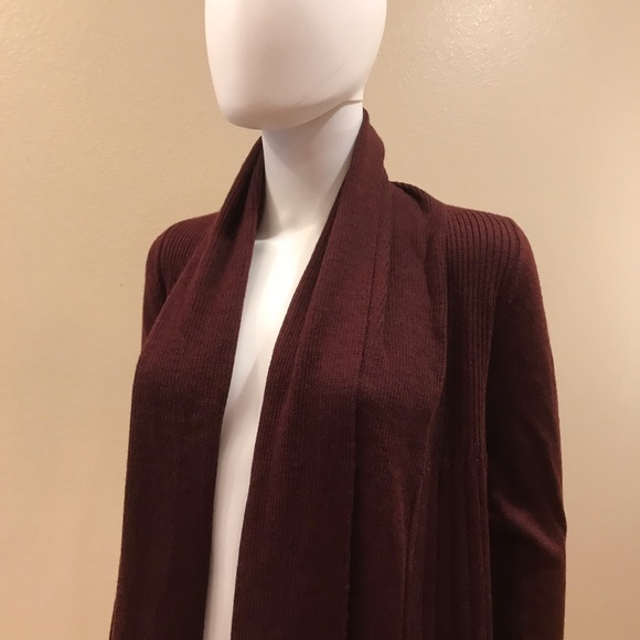 HM Long Cardigan Sweater Duster Womens Size XS Extra Small Burgundy Acrylic Wool - Picture 10 of 13